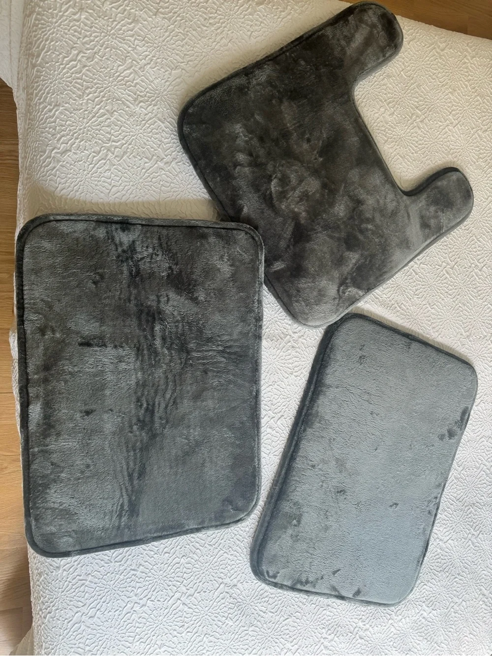 Gorilla Grip 3-Piece Gray Bathroom Rug Bath Mat Set